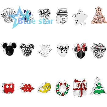 

Bule Star 100% 925 Sterling Silver pandoras Floating box charm Rain forest with winter snowman Christmas day