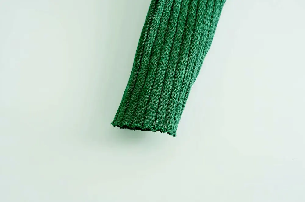 Зеленые женские свитера с пышными рукавами Модные женские Элегантные вязаные свитера женская зимняя вязаная одежда для девочек шикарные пуловеры