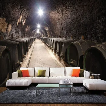 

Custom Photo Wallpaper 3D Stereo Wine Barrel Retro Brick Wall Fresco Restaurant Cafe Background Wall Decor Papel De Parede 3 D