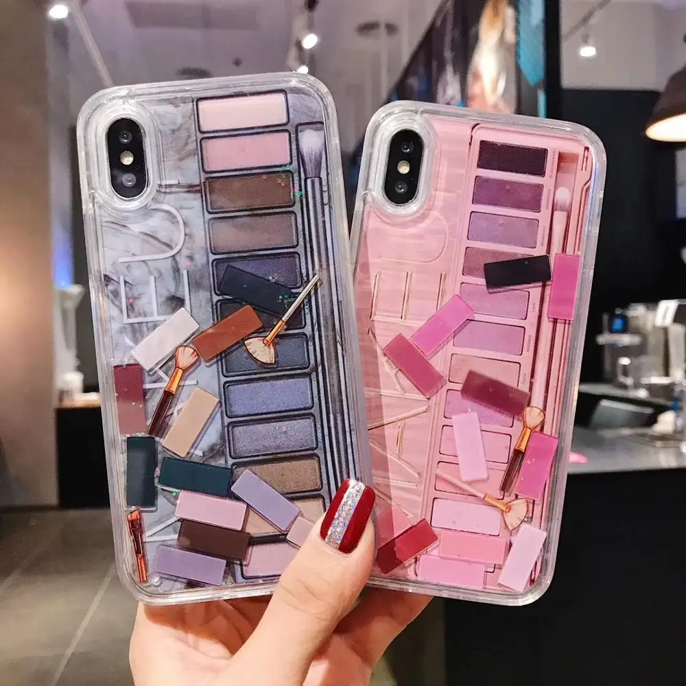 

Bling Dynamic Makeup liquid Quicksand Capinha Phone Case For iPhone X 7 Plus 8 Plus XS Max XS XR ipone Shell soft pc&tpu Coque