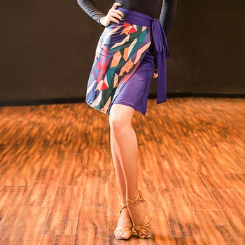 

Fashion Latin Dance Skirt Women Tango Salsa Cha Cha Rumba Samba Practice Dance Wear Printing Ballroom Dancing Clothing DC2857