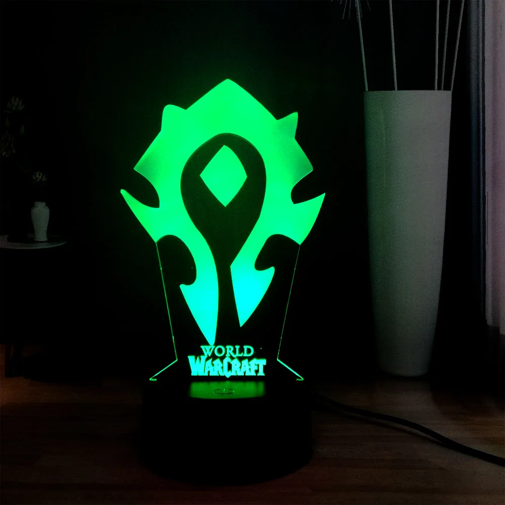 WOW 3D визуальная Таблица лампа World of Warcraft символика Орды RGB 7 красочная USB мини лампа светодиодный ночник лампа для праздника