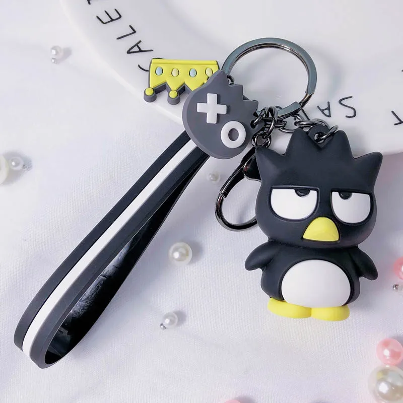 Black Милый брелок Hello Kitty Большие ушные брелки с собаками красивый мультяшный пингвин брелок мешочек для украшений брелок автомобильный кулон porte clef - Color: Black