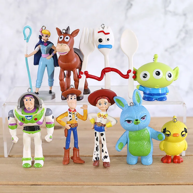 

Toy Story 4 Woody Jessie Buzz Lightyear Bullseye Forky Ducky Bunny Alien Bo Peep PVC Figures Toys Dolls Gifts 9pcs/set