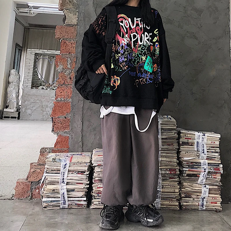 Хип-хоп camisas альбом bf Клубная Ulzzang куртка дропшиппинг Панк Винтаж harajuku с длинным рукавом Корейская одежда топ Женская толстовка