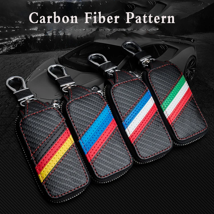 Porte-clés en cuir, en Fiber de carbone, fermeture éclair, pliable, pour VW, BMW, Benz, Audi, Lexus, Toyota, Honda, Infini, accessoire de voiture, 2021