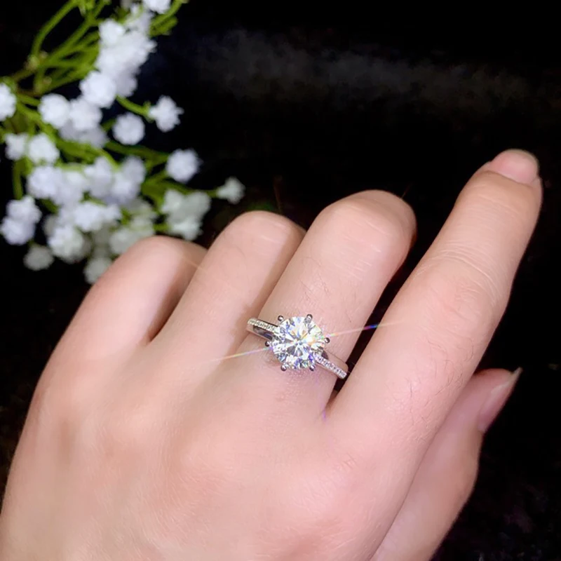 BOEYCJR 925 серебро 1ct/2ct F цвет Moissanite VVS обручальное свадебное кольцо с бриллиантом с национальным сертификатом для женщин