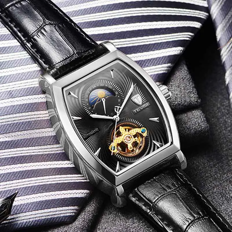 

TEVISE Self-Winding Automatic Mechanical Watches Tourbillon Skeleton Men's Watch Male Sports Wristwatch Relogio Masculino