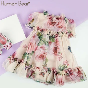 

Humor Bear Korean Summer Princess Girl Dress Kid Baby Girl Flower Puff Sleeve Princess Wedding Party Pageant Chidlren Clothes