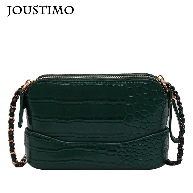 

Small Shell Bags For Women 2020 Vintage Alligator Wide Shoulder Strap Handbags Female Messenger Shoulder Bag Chain Flap Purses