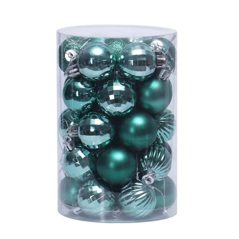 34pcs/set Christmas Decorative Ball Shatterproof Ornaments Baub Tree Pendants Hanging home decor Set - Цвет: Deep Green