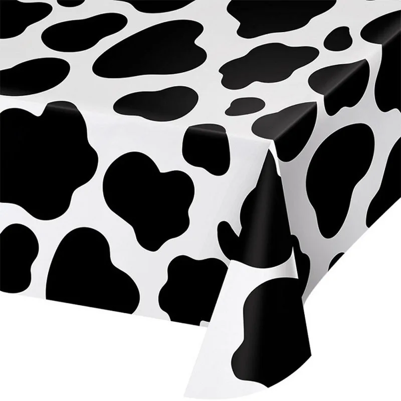 130x220cm Baby Shower Decoration Cow Pattern PVC Tablecloth Black White Cows Theme Disposable Party Supplies Table Cover | Дом и сад