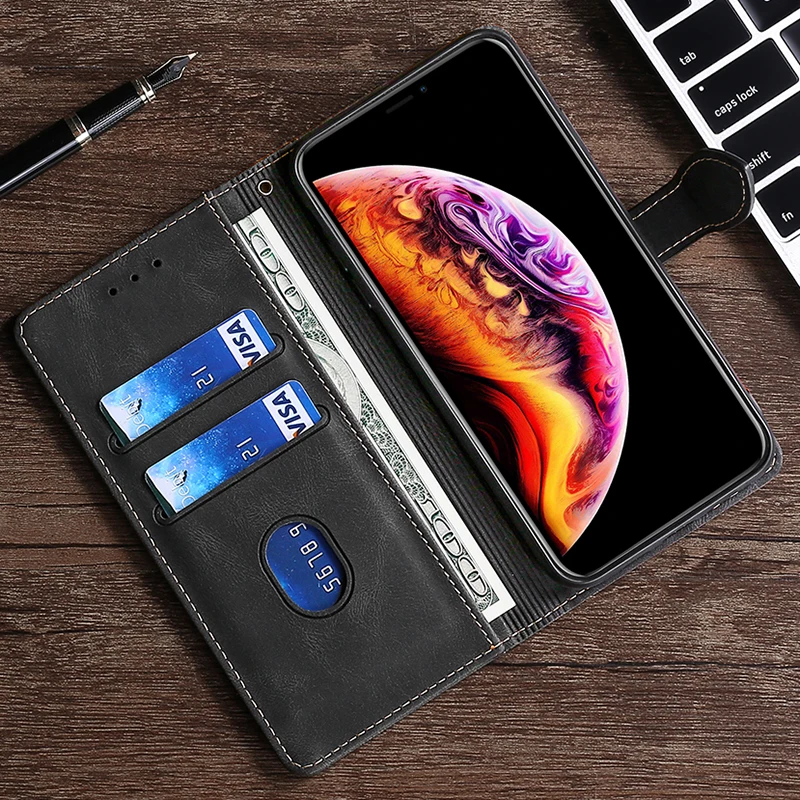 Leather Wallet Phone Case with Magnetic Book Flip Cover