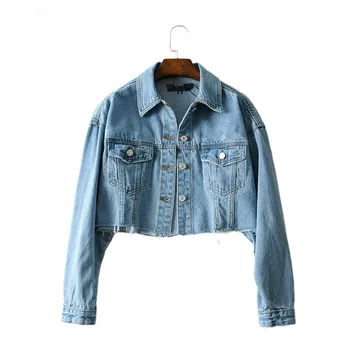 

Fashion Women Blue Denim Jeans Jackets 2020 Streetwear Pocket Casual Pockets Coat Ladies Short Style Tops 2020
