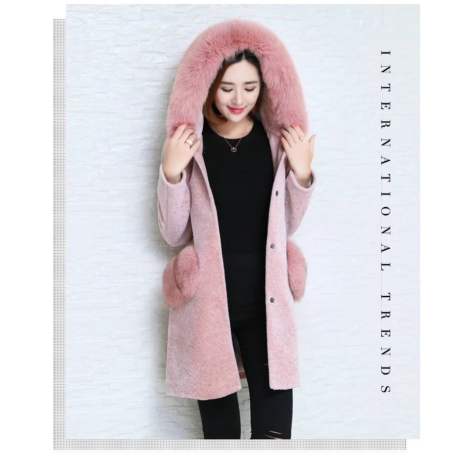 

Winter Faux Coat Women Long Pink Fluffy Jacket Fake Fur Coats Warm Overcoat Fall 2020 Chamarras De Mujer KJ889
