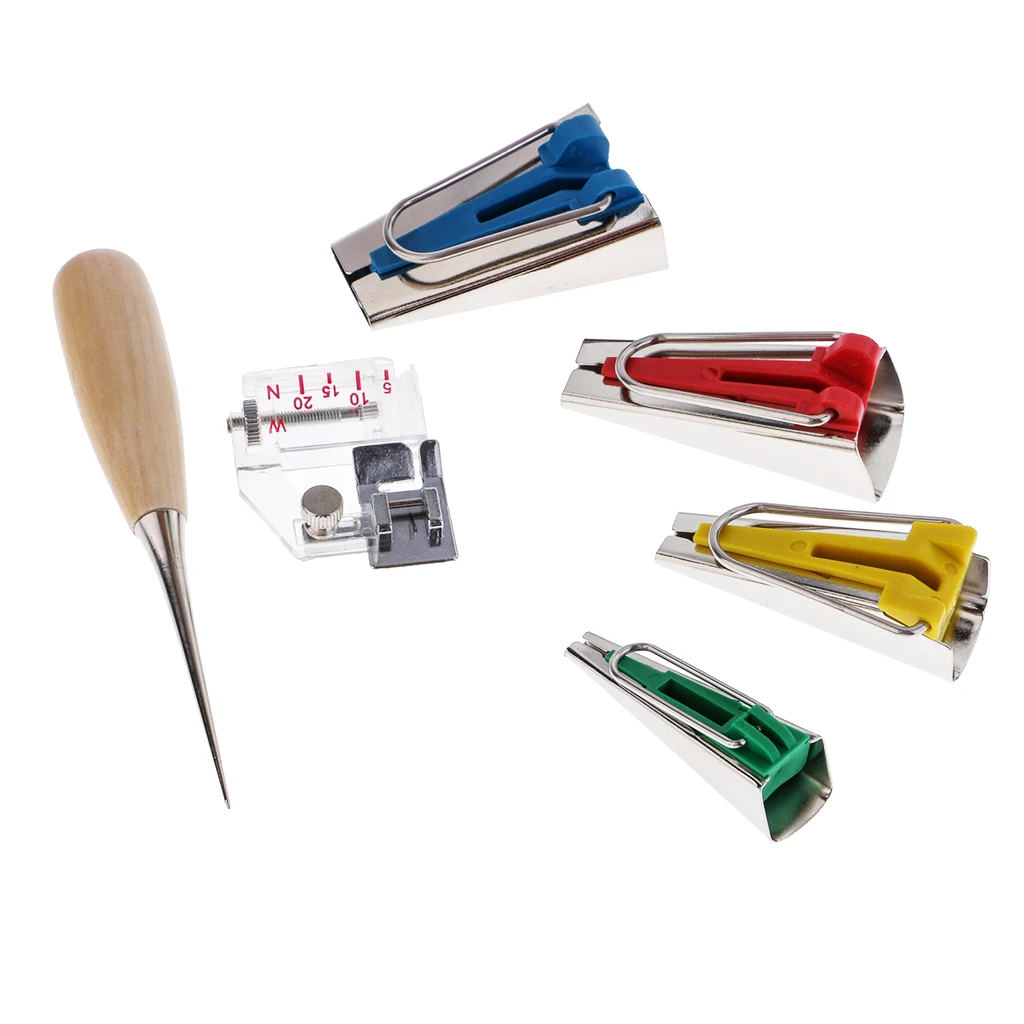 6 Pieces Multifunctional Bias Tape Maker Tool Set Sewing Machine Tools Binder Foot