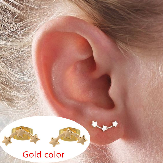Steel Tiny Crescent Moon Stud star Earrings Boho Jewelry. Minimalist Earrings Gift