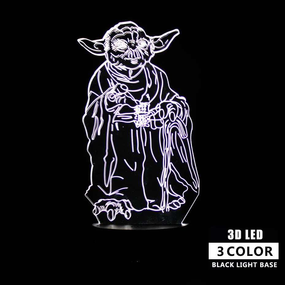 Звездные войны Детский Светильник для сна RGB 3d йода мастер пульт дистанционного управления настольная лампа вечерние украшения ночной Светильник Иллюзия проекционный светильник