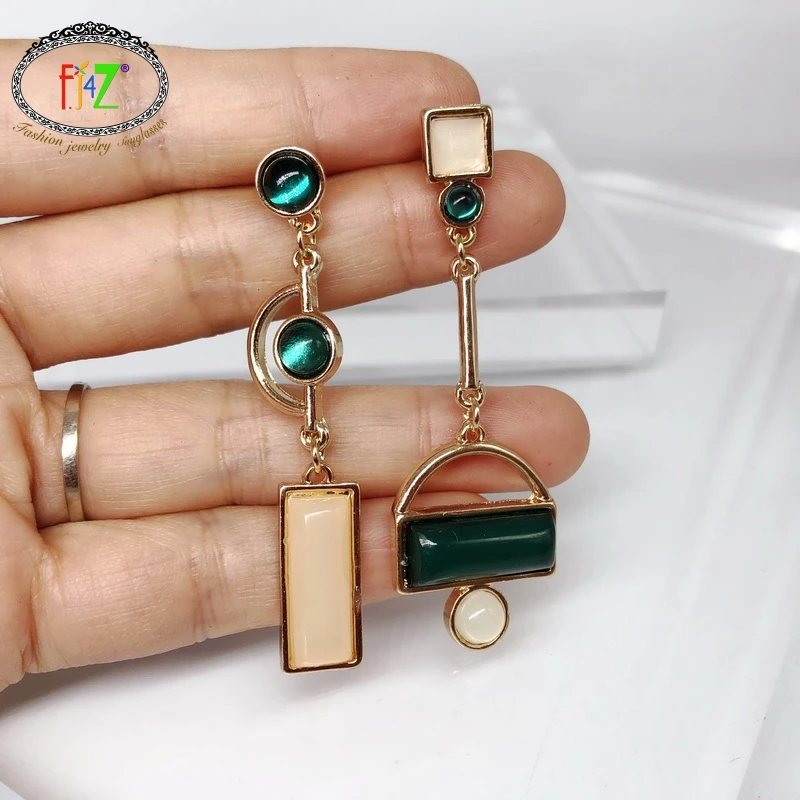 

F.J4Z New Classic Geometric Earrings for Women Fashion Brand Cat Eye Acrylic Stone Mix-matched Cocktail Earring Dropship
