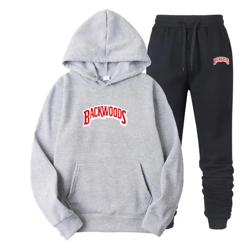 

2020 Spring Autumn Fashion New Letters BACKWOODS Printed Sportswear Men's Hip-Hop Hoodie Suit European Size
