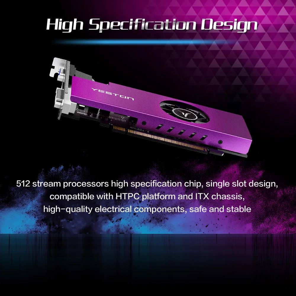 Видеокарта Yeston RX550 2G D5 LP игровая графическая карта 1183/6000 МГц 2 ГБ/64 бит/GDDR5