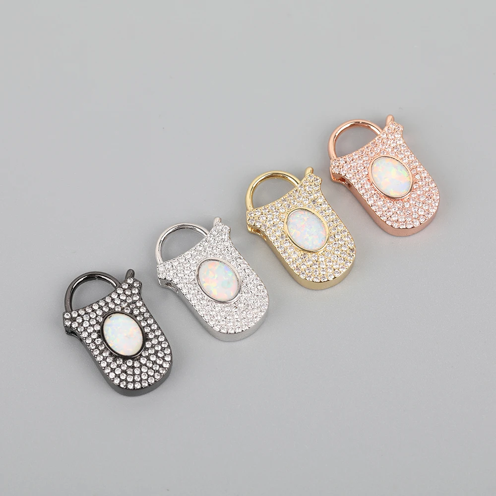 

5Pcs/Lot 15X25mm CZ Micro Paved Oval Shape Lock Lobster Clasps DIY,Zirconia Lock Carabiner Clasps For Bracelet Necklace Making