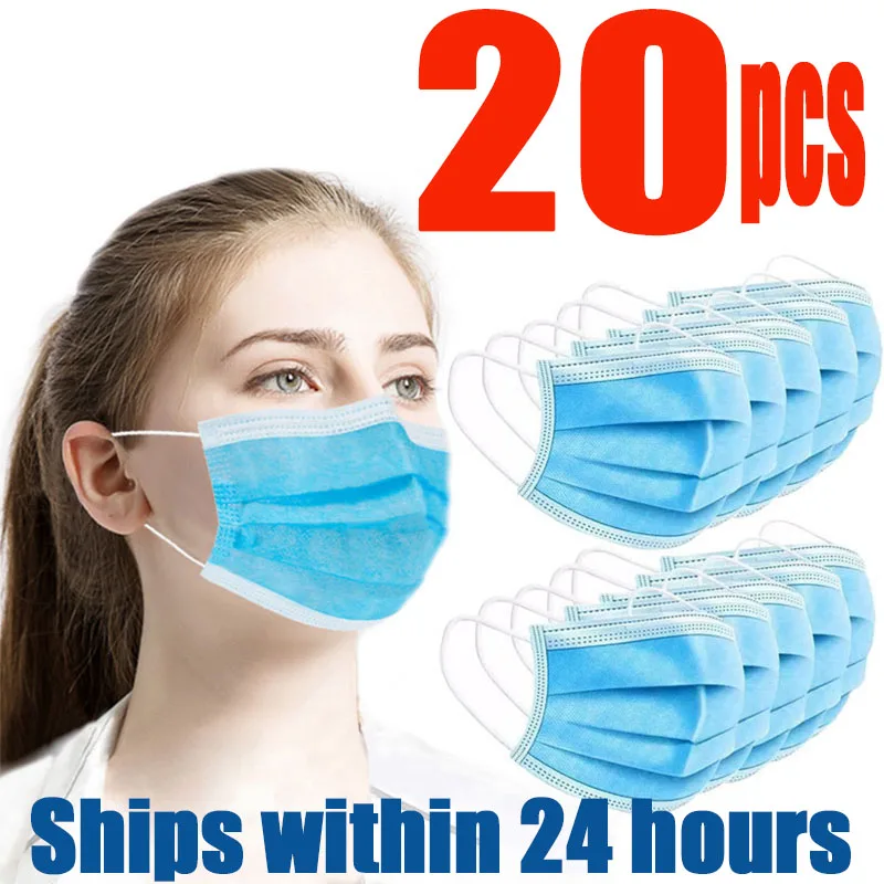 

100pcs Non Woven Disposable Respirator Face Mask 3 Layer Earloop Activated Carbon Anti-Dust proof Filter Safety Mouth Mask
