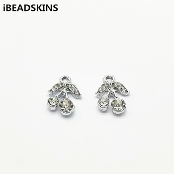 

New arrival! 17x13mm 100pcs Rhinestone Cherry shape Charm for hand Made Earrings parts DIY/ Jewelry Findings & Components
