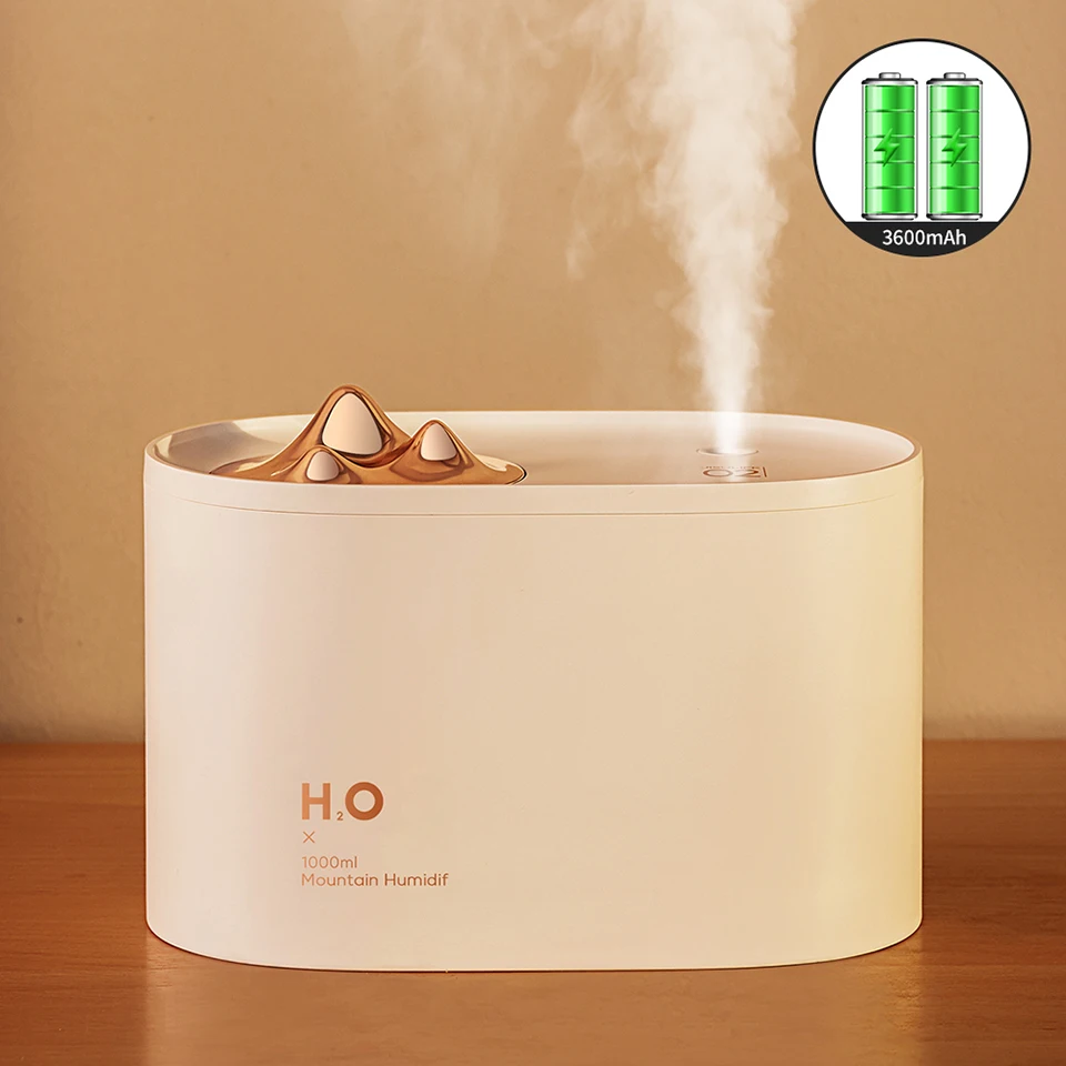 JISULIFE 1000ml Ultrasonic Air Humidifier Portable Double Mist Outlet