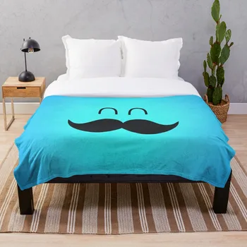 

Funny Cute Mustache Face Throw Blanket Soft Sherpa Blanket Bed Sheet Single Knee Blanket Office Nap Blanket
