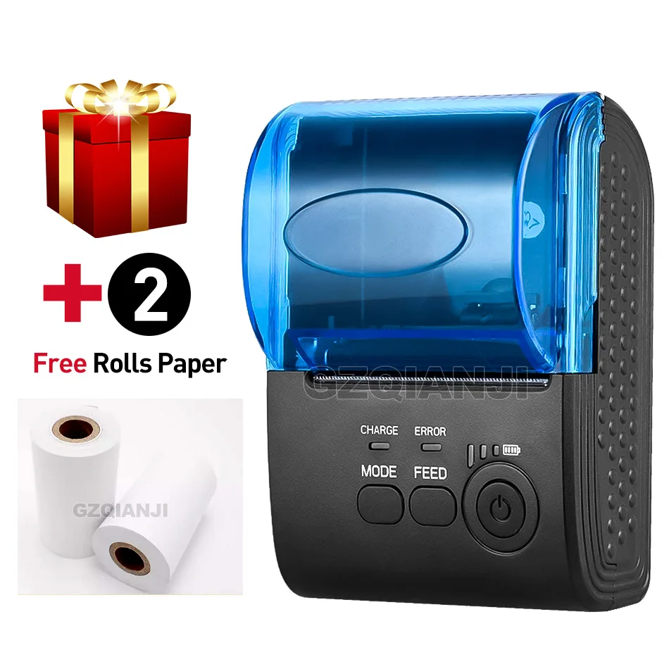 GZM5802 Bluetooth портативный мини термопринтер чековый POS принтер 58 мм перезаряжаемый аккумулятор Поддержка Android iOS ESC/POS - Цвет: Printer