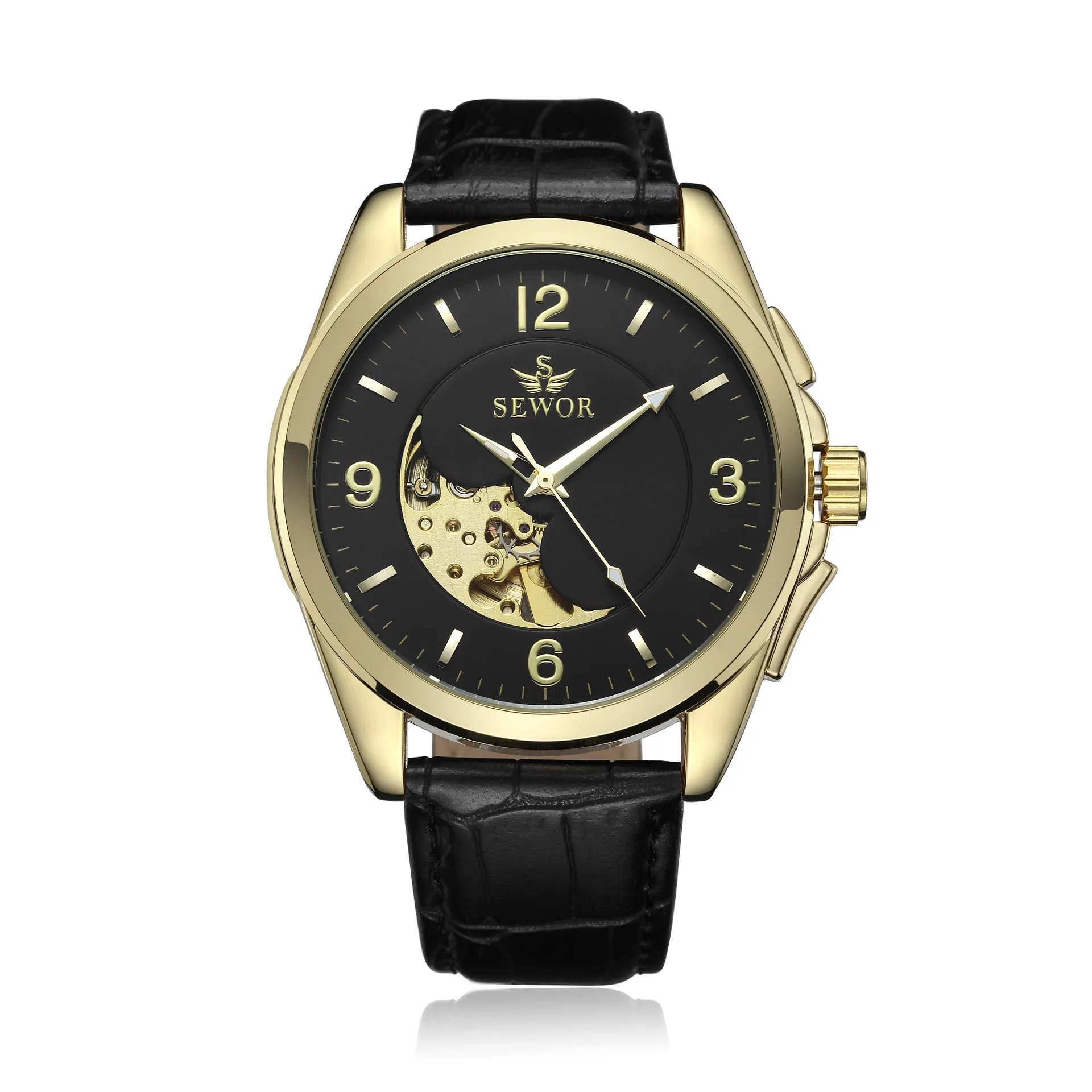

Alloy Fully Automatic Machinery Men's Table Sewor Machinery Leather Strap Watch