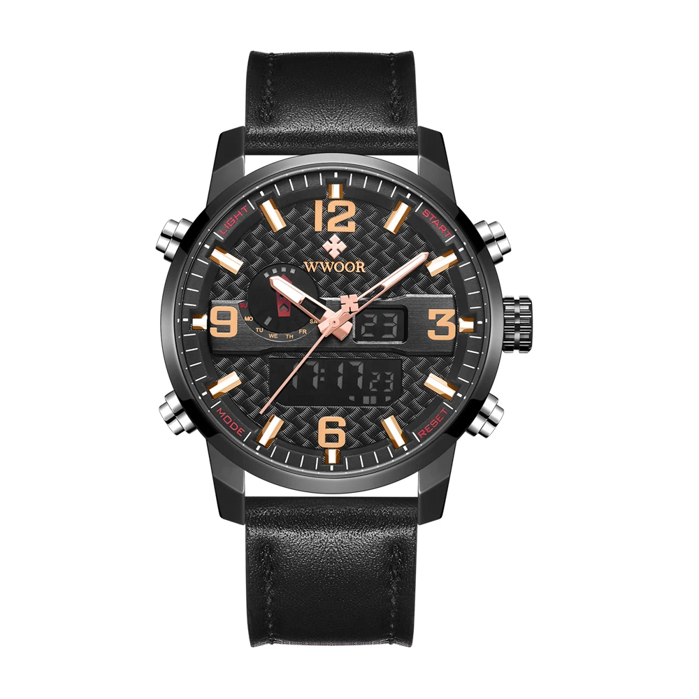 

WWOOR New Watch Men Brand Luxury Men's Business Wrist Watches Leather Analog Quartz Sport Watches Male Clock Relogio Masculino