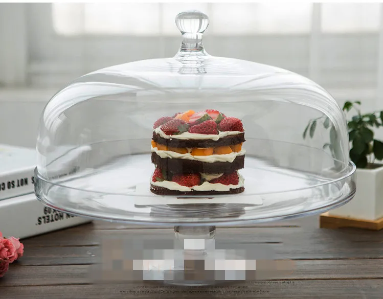 Креативная Европейская прозрачная тарелка для торта стеклянная тусклая Крышка для торта высокий поднос на ножке Современная Фруктовая тарелка 10 дюймов Большая