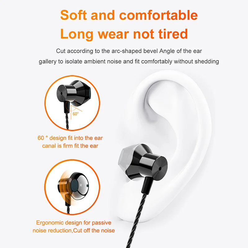5pcs lot Wired Type C Earphone Usb C Sport Music In Ear Headset with Mic Volume Control Gamer Headphone 3 5mm Earbud for phone