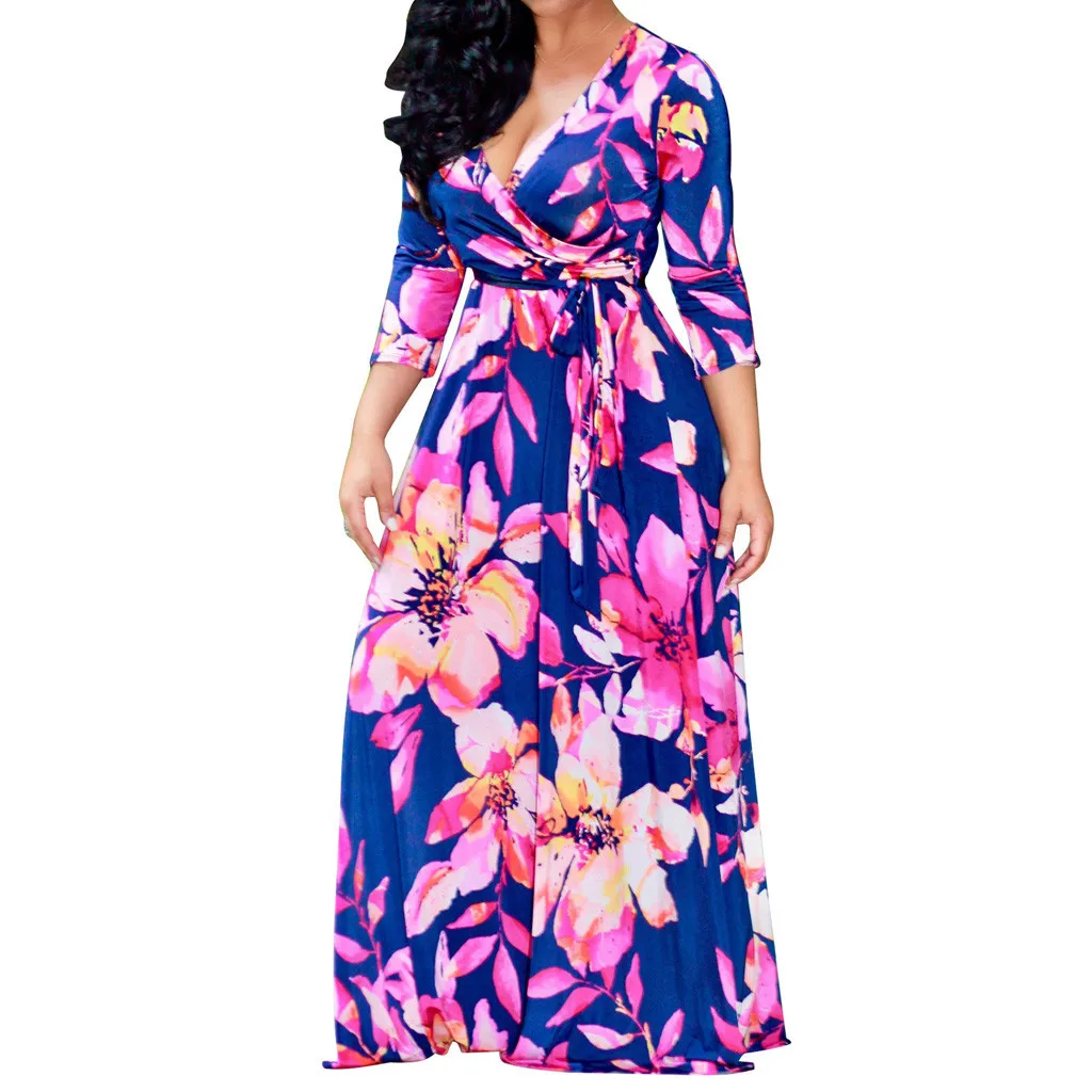 Женское платье ropa mujer vestidos de verano vestidos verano mujer robe повседневное лоскутное платье с рукавом три четверти S-5XL Z4