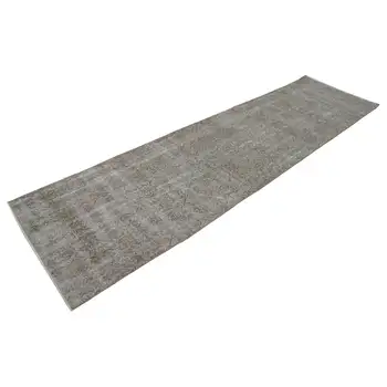 

86x319 Cm Beige Handmade Overdyed Runner Rug-3x10 Ft