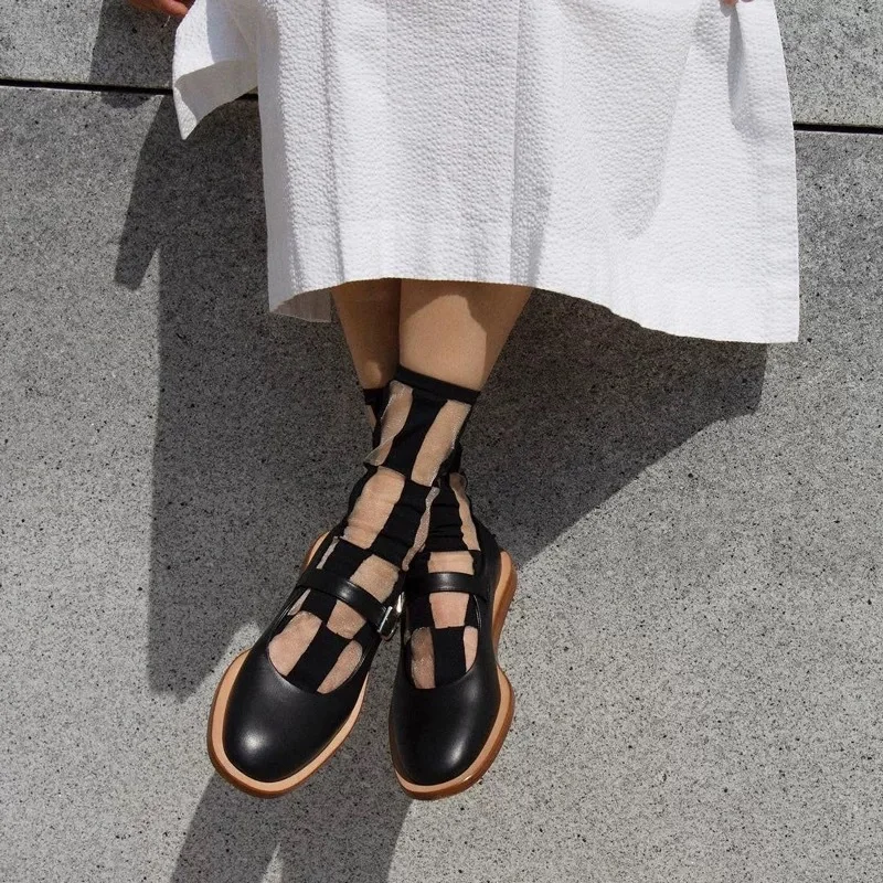 Brand 2020 New Summer Socks Women Nylon Geometry Cool Socks For Woman Harajuku Street Female Glass Filament Ultrathin Sheer Sock