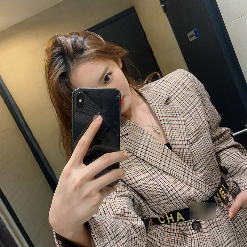 

2019 New Products Early Autumn Multi Way Worry Not Fee Brain Coat British-Style Pattern Suit WOMEN'S Coat WOMEN'S Dress