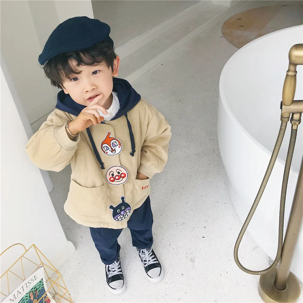 Tonytaobaby/новая осенне-зимняя одежда для мальчиков и девочек с бархатной подкладкой; Пальто с героями мультфильмов; плотное пальто; Детское пальто