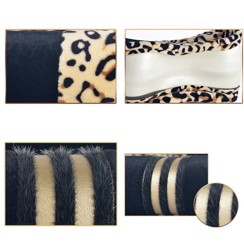 Luxury Leopard Print Fashionable Plush Car Steering Wheel Cover, Universal Fit, Keep Warm for Car SUV