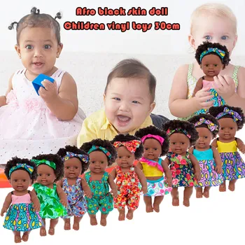 

Fashion Children Black African Black Baby American Cute Curly Hair Doll 30CM Vinyl Toy surprise гарри поттер игрушки для девочек