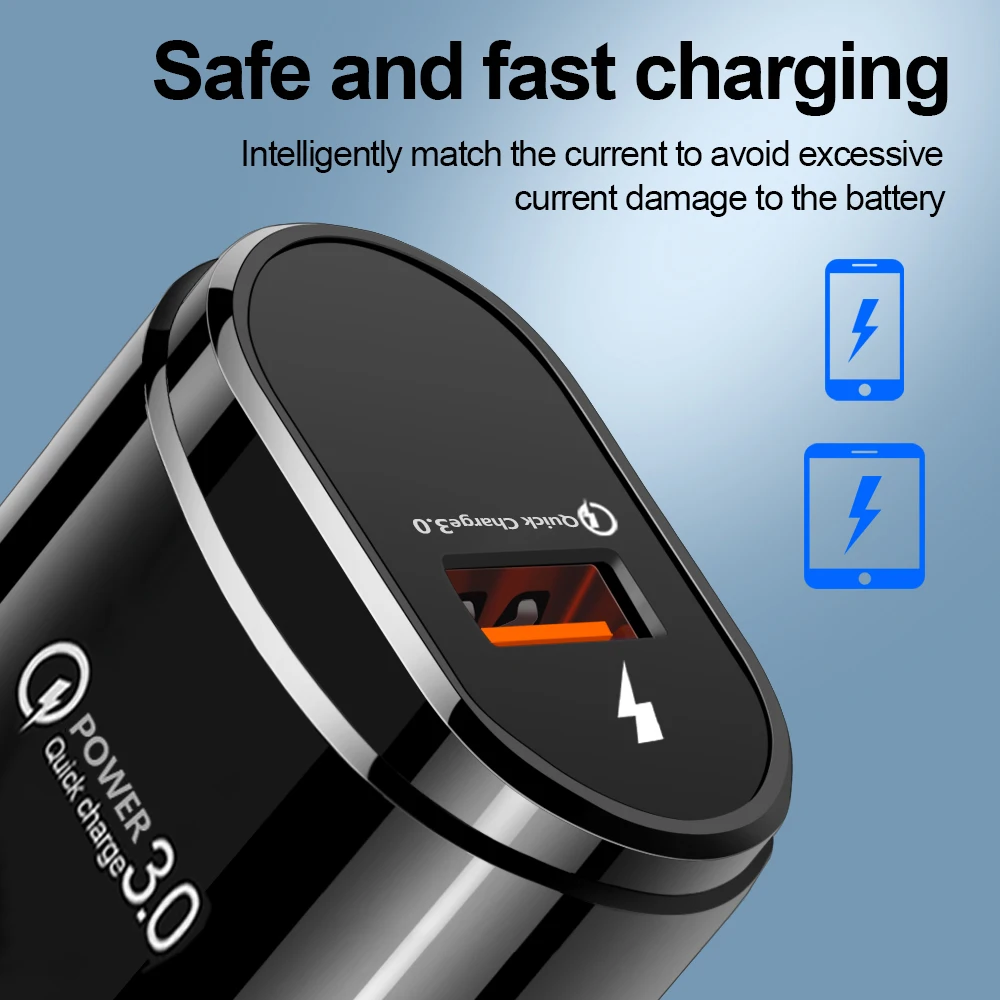 Lenovo Quick Charge 3,0 USB зарядное устройство EU US переходник для iPhone Быстрая зарядка для samsung Xiaomi huawei зарядное устройство для мобильного телефона