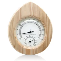 Temperature-Humidity-Meter Room-Accessories Sauna Steam Wood 2-In-1 Drop-Shaped 1