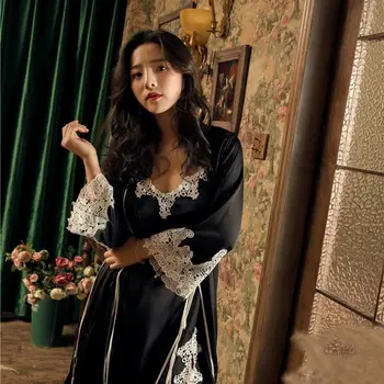 

Nightgown Casual Women's Fashion Pajamas Robe Pajamas Sexy Lace Pajamas Home Service Bridal Banquet Robe Set начнушка