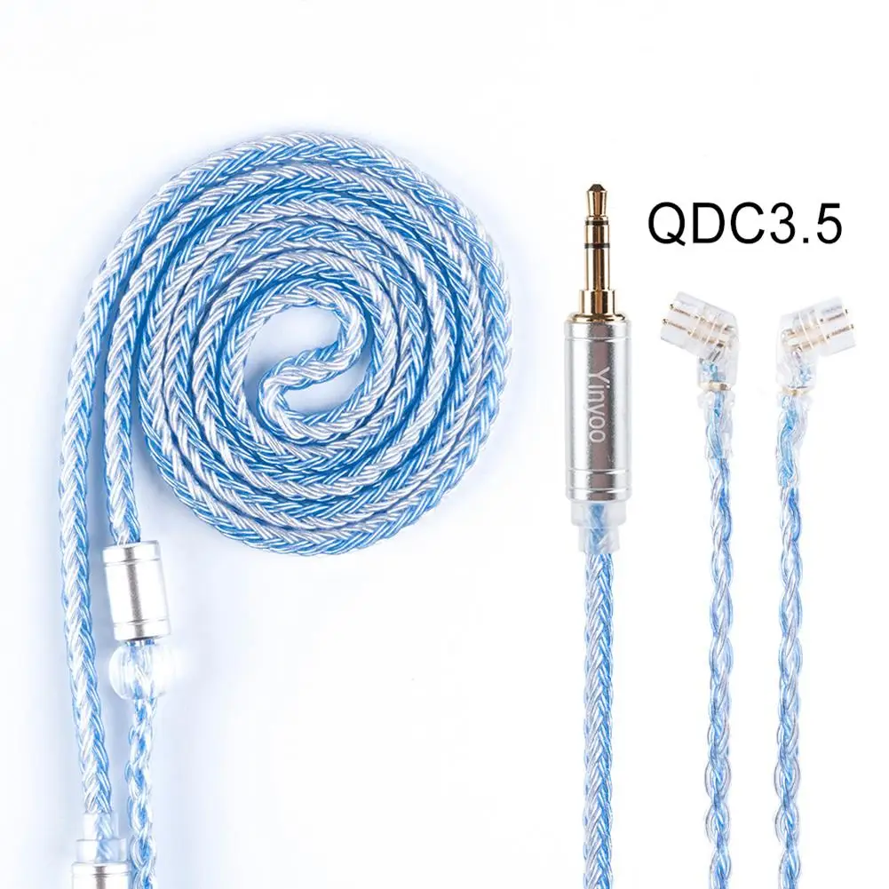 WR_ HIFIHEAR MMCX/2Pin/QDC 16 Core Braided Silver Plated Earphone Balanced Cable 