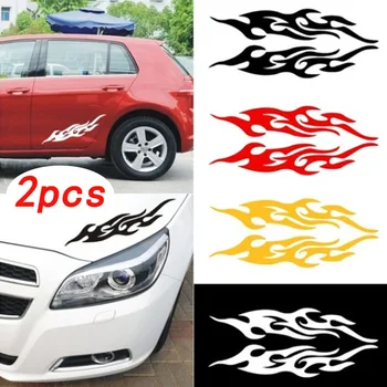 

2pcs Car stickers decoration Car Auto Reflective cover scratches personalized creative flame stickers cars deco accessories