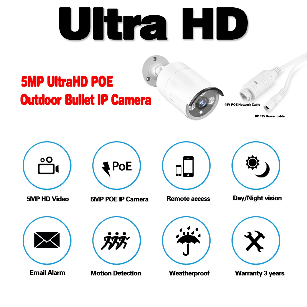 HCVAHDN 5MP POE IP камера наружная Водонепроницаемая инфракрасная ночное видение ONVIF 5.0MP для NVR аудио CCTV видеонаблюдения безопасности
