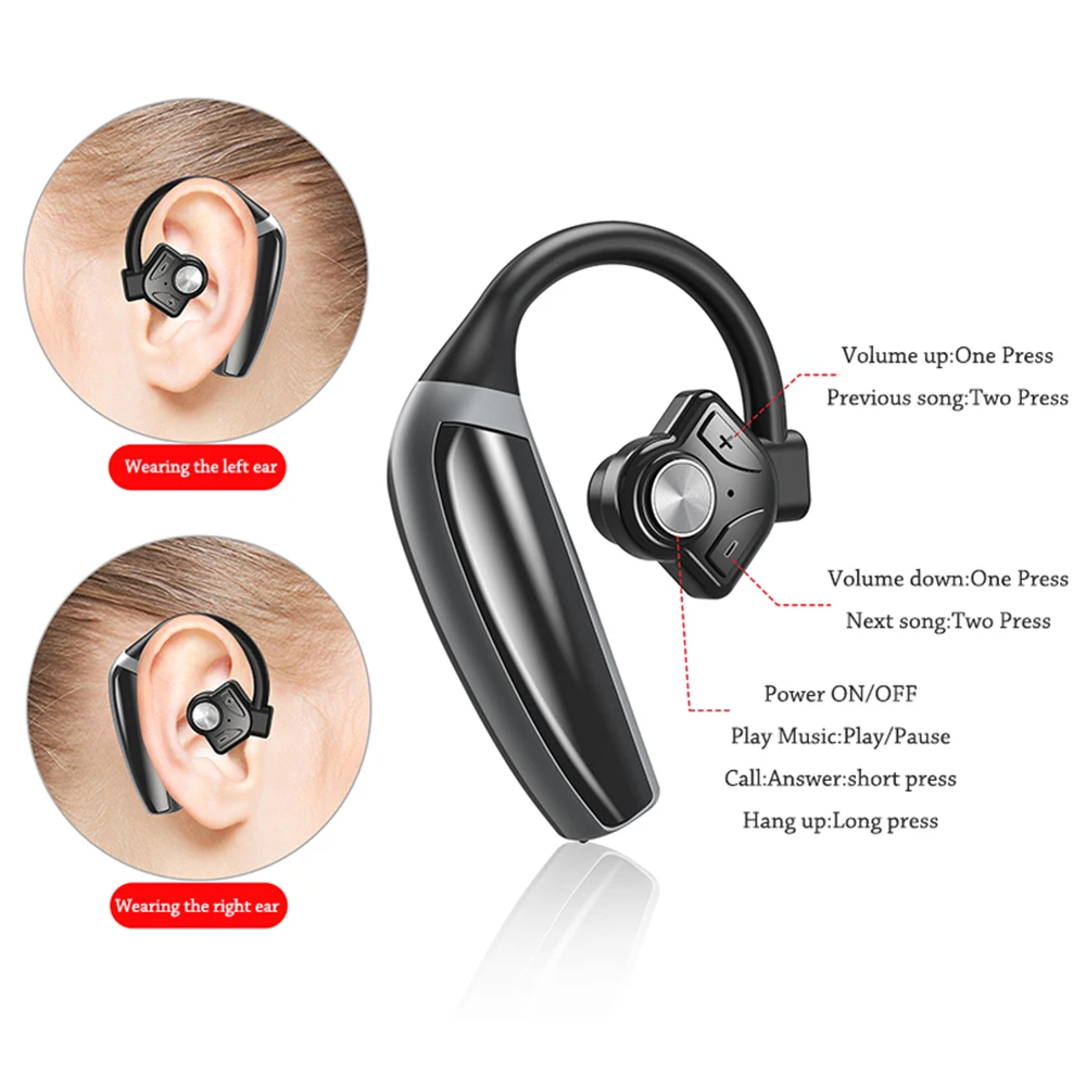 QS1 Bluetooth 5,0 наушники с двумя батареями Bluetooth наушники с крючком Беспроводная гарнитура Handfree 270 мАч с микрофоном запасная батарея