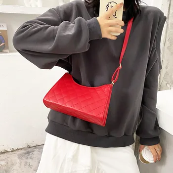 

2020 Fashion Women Bags Luxury Leather Shoulder Bag Check Pattern Designer Underarm Bag Travel Crossbody Pouch Women Handbag